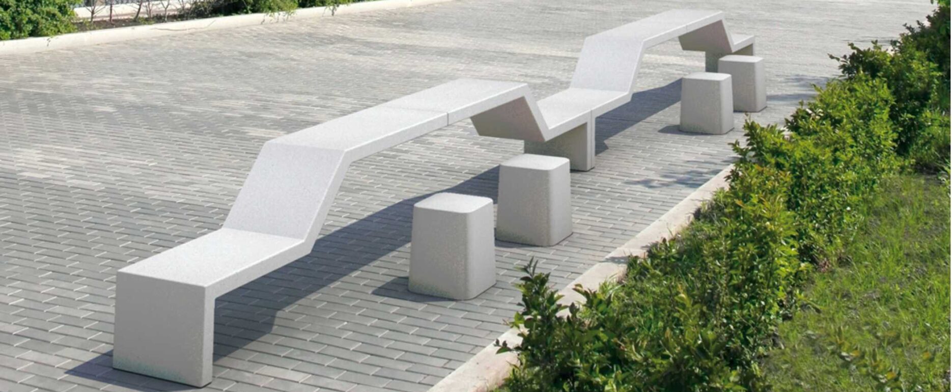 Banco modular TWIN para parques y espacios públicos
