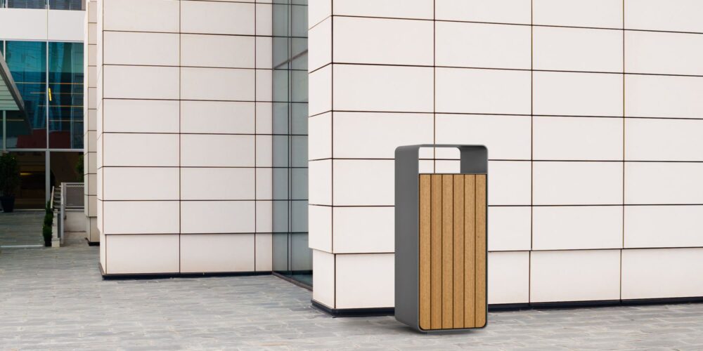 Papelera BOX WOOD – IRON – LINE para parques y espacios públicos