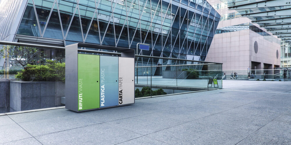 Papelera de recogida selectiva BUND para parques y espacios públicos