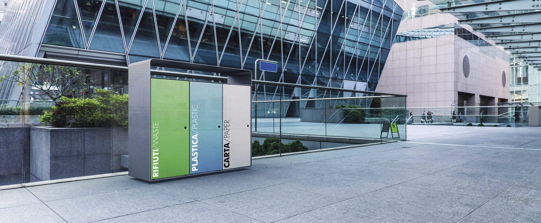 Papelera de recogida selectiva BUND para parques y espacios públicos