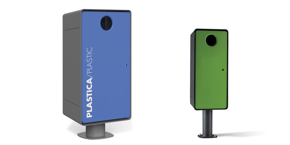 Papelera de recogida selectiva GEMINI para parques y espacios públicos