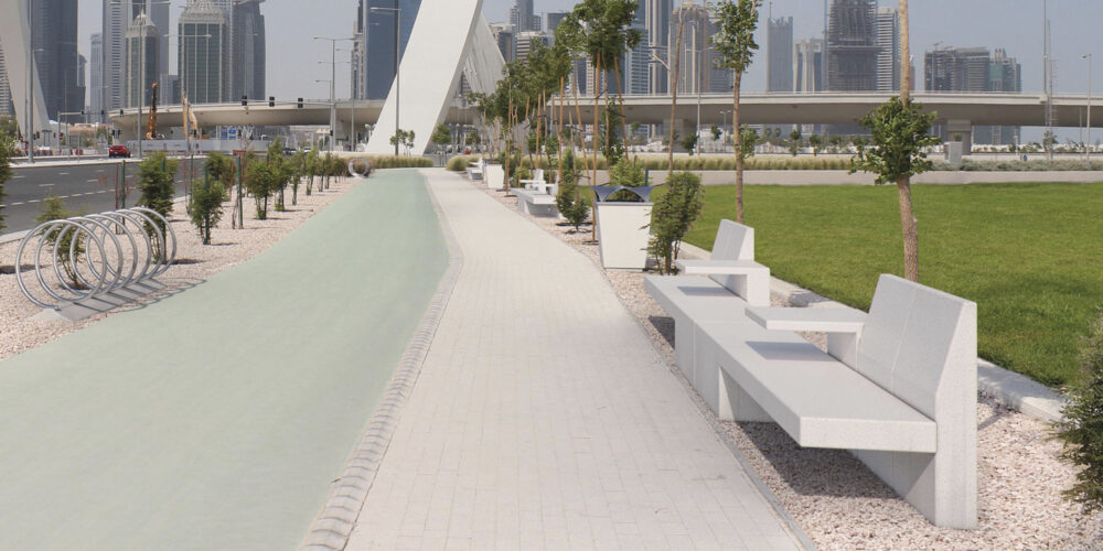 Banco modular AMETISTA para parques y espacios públicos