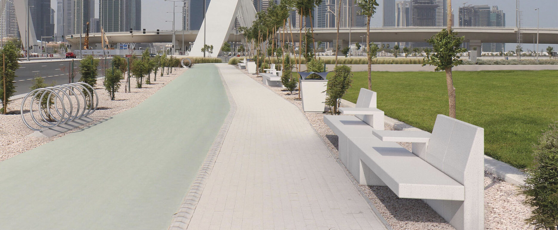 Banco modular AMETISTA para parques y espacios públicos