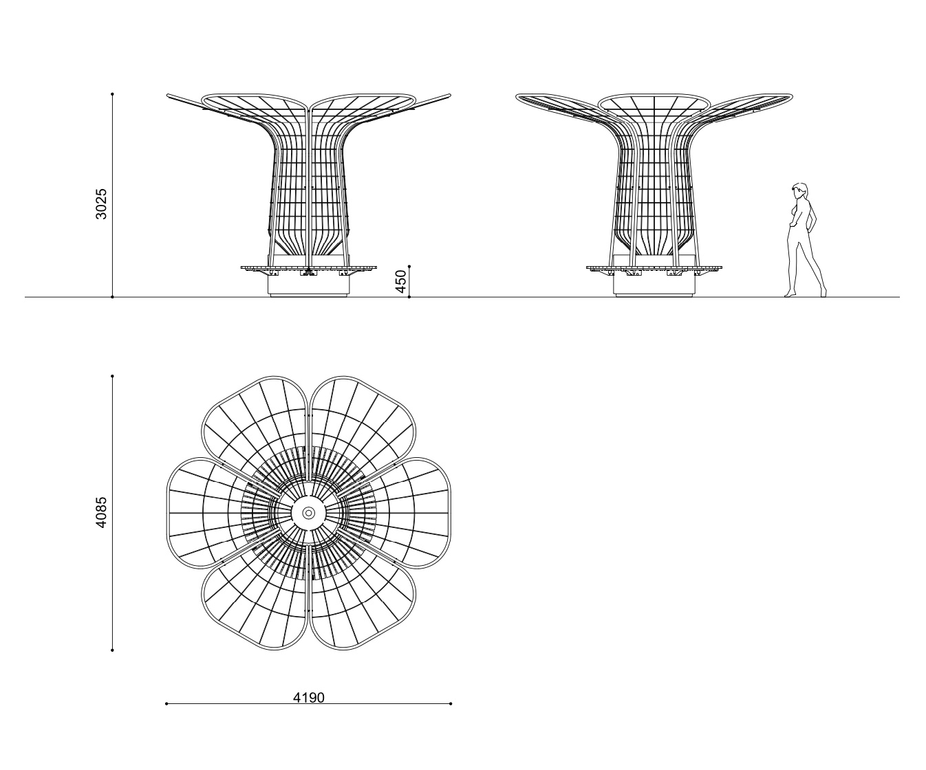 Jardinera con estructura de sombra MIRABILIS