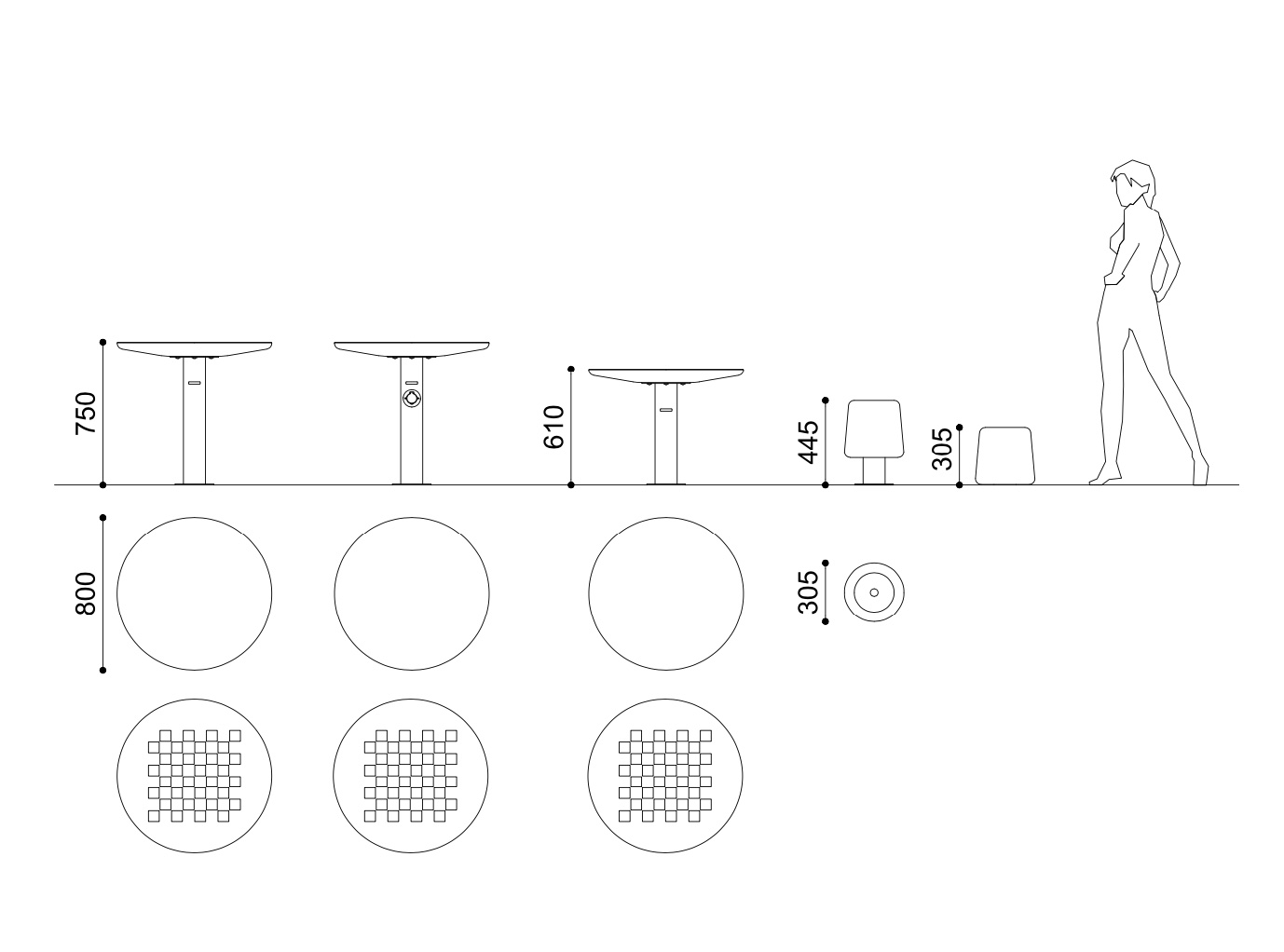 Mesas y asientos urbanos KYOD