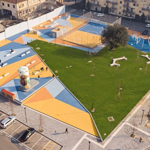 Parque urbano colorido aéreo, Anastasio, Disset Urban.